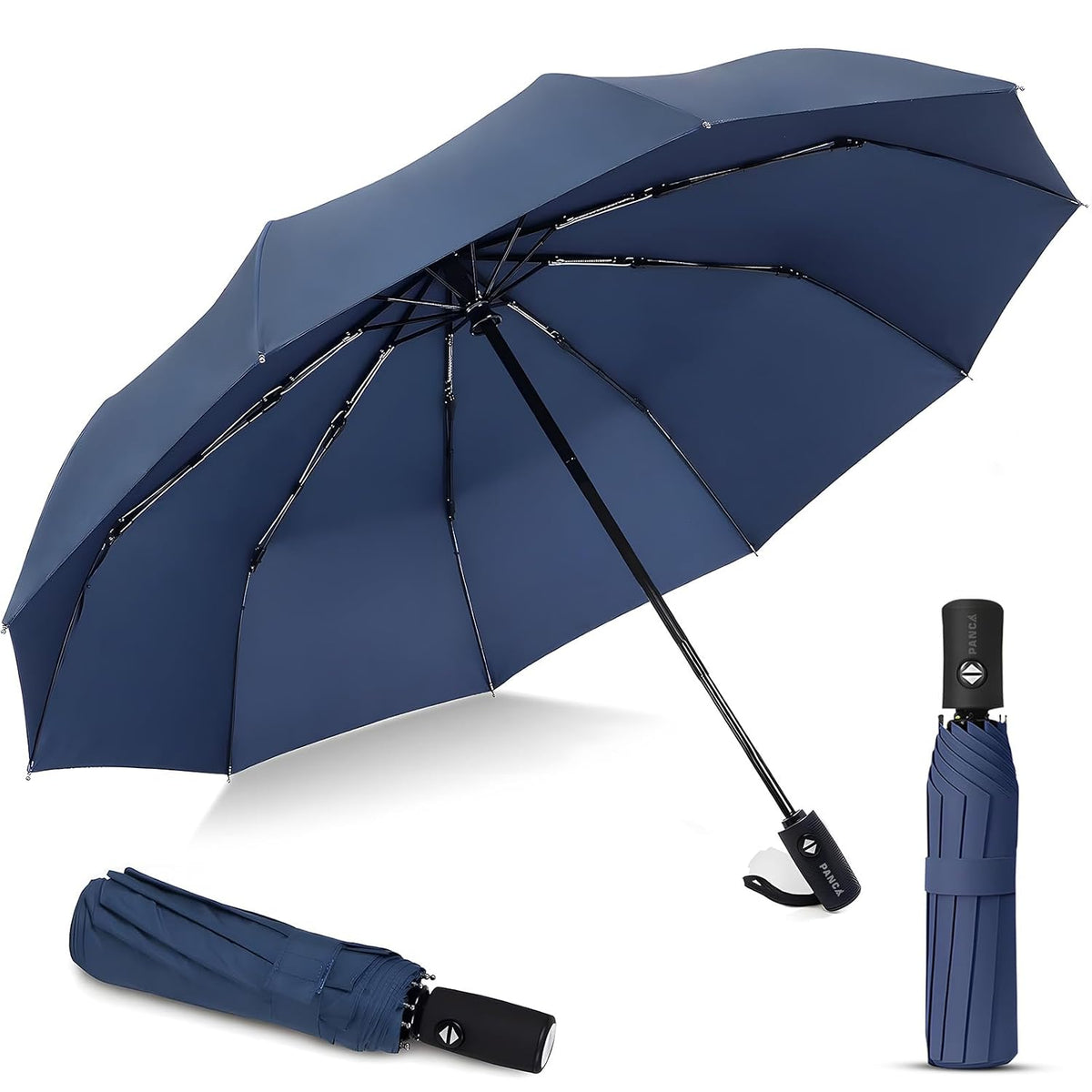 PANCA Windproof Automatic Open Close Travel Umbrella for Men & Women | Compact 3 Fold Rain Umbrella with 8 Reinforced Ribs | Portable Folding Umbrella for Office, Travel & Outdoor