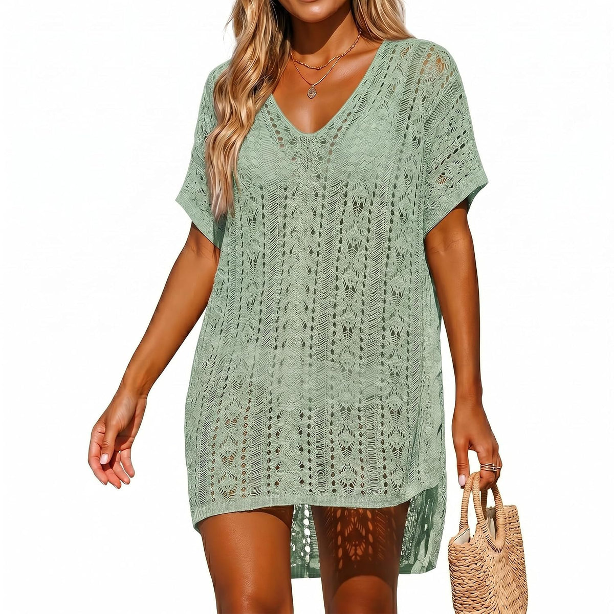 PANCA Crochet Cover Up for Women Loose Fit Beach Wear | Boho V Neck Hollow Summer Top Coverup | Stylish Bikini Swimwear Overlay for Resort, Goa, Holiday Wear