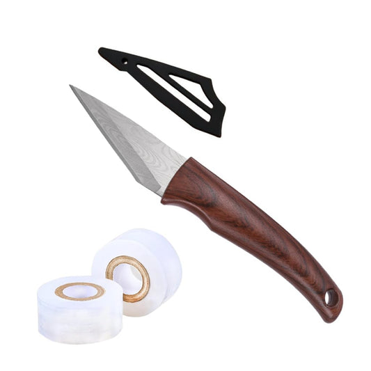 PANCA Grafting Tool &amp; 2 Rolls Grafting Tape, Stainless Steel Grafting Cutter with Wooden Handle &amp; Sheath, Portable Gardening Grafting Knife for Fruit Trees, Roses, Plants, Bonsai