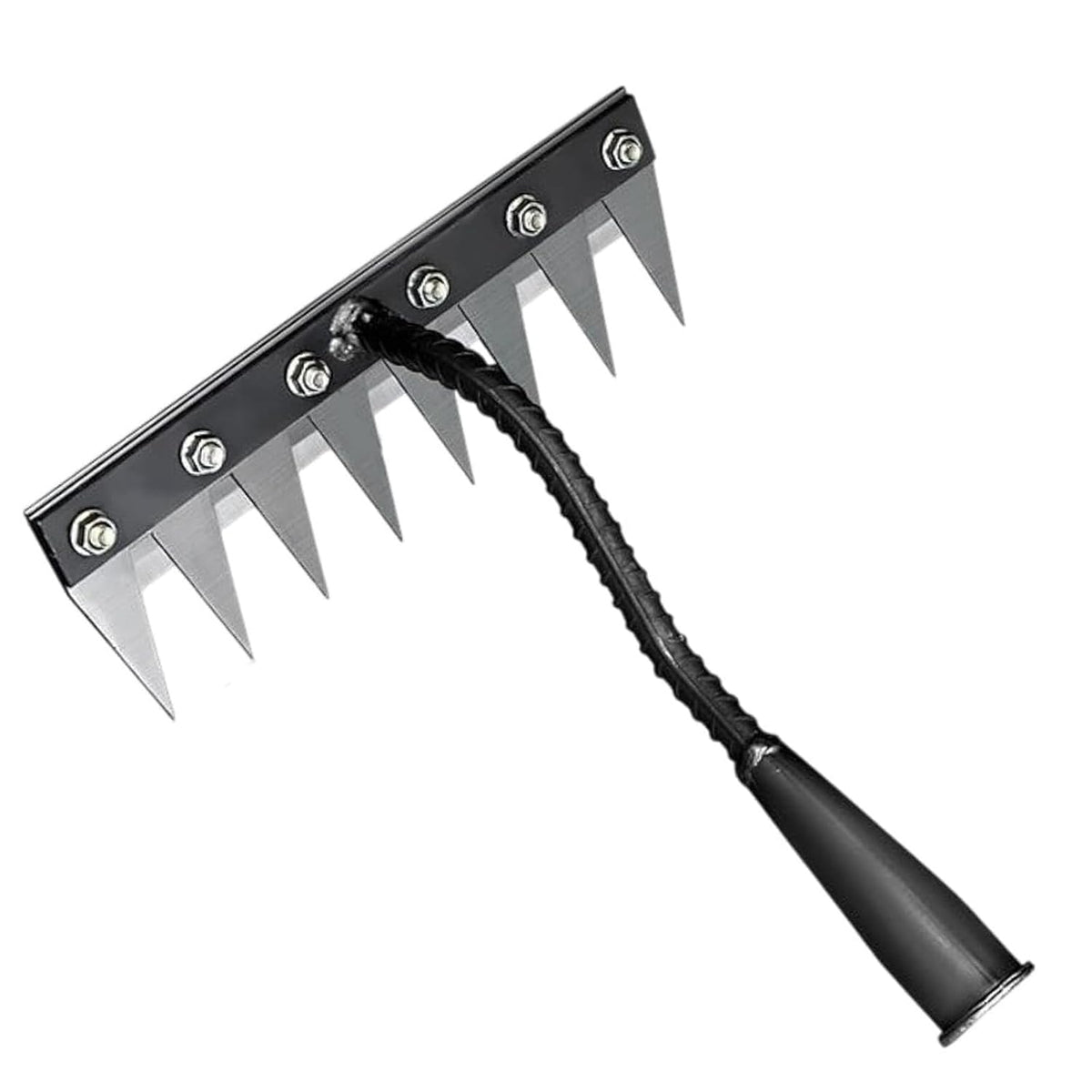 PANCA 8-Tine Garden Rake – Heavy-Duty Carbon Steel Handle for Soil Loosening, Weeding, Lawn &amp; Yard Cleaning – Multipurpose Outdoor Gardening Tool (8 Teeth Rake)