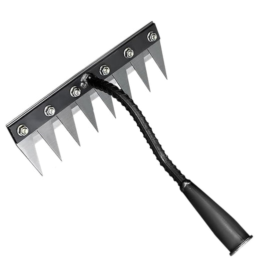 PANCA 8-Tine Garden Rake – Heavy-Duty Carbon Steel Handle for Soil Loosening, Weeding, Lawn &amp; Yard Cleaning – Multipurpose Outdoor Gardening Tool (8 Teeth Rake)