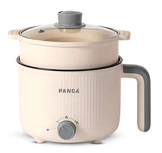 PANCA Premium 1.2 Litre Electric Kettle With Steamer And Cooker| Boil Water, Make Tea, Coffee, Rice, Soup, Noodles| Use at Home, Office, Hostel And Travel| (2 Heat Modes, 600W, Beige)