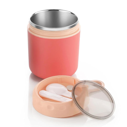 PANCA Soup Cup Stainless Steel Food Jar with Spoon | Leakproof Hot &amp; Cold Lunch Container for Kids &amp; Adults | Reusable Food Flask for Office, Travel &amp; Picnic (Pink)