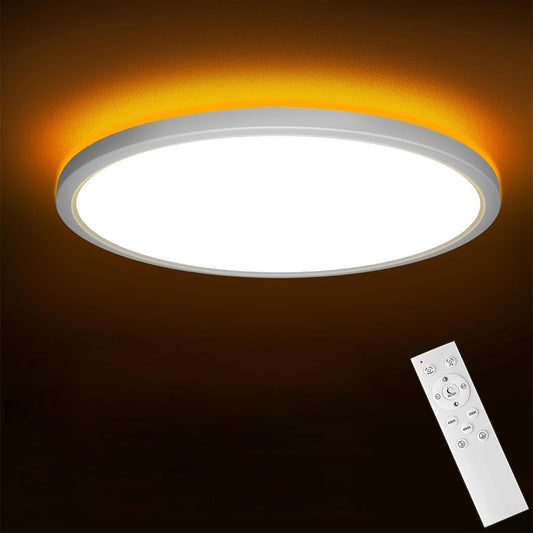 PANCA 22W LED Ceiling Light with Remote Control | 3 Color Mode Modern Surface Ceiling Lamp for Home | Acrylic Round Ceiling Light for Living Room, Hall, Bedroom &amp; Balcony (White)