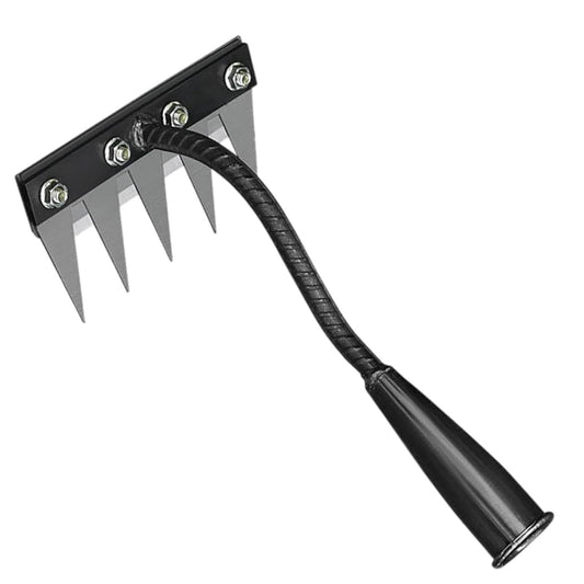 PANCA 5 Teeth Garden Rake Heavy Duty Carbon Steel Rake Handle for Soil Loosening, Weeding, Lawn &amp; Yard Cleaning – Multipurpose Outdoor Gardening Tool for Home Farm &amp; Agricultural Use