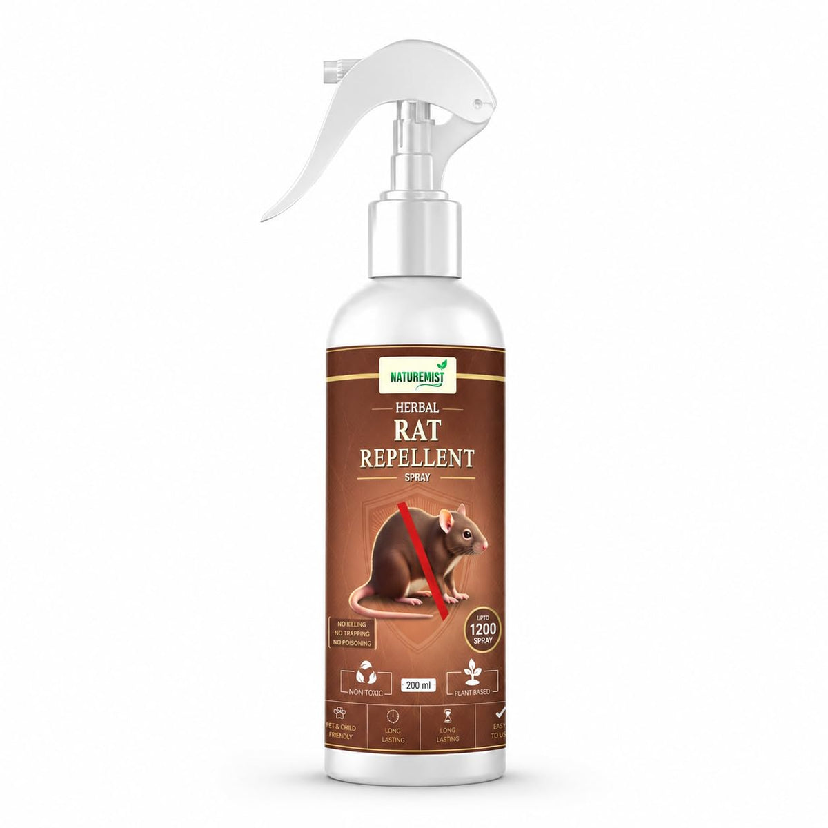 Rat Repellent Spray for Home, Kitchen, Storage &amp; Wardrobe | Natural Rodent Deterrent for Cabinet, Garage, Car, Store Room &amp; Outdoor Areas | Plant Based 200ml