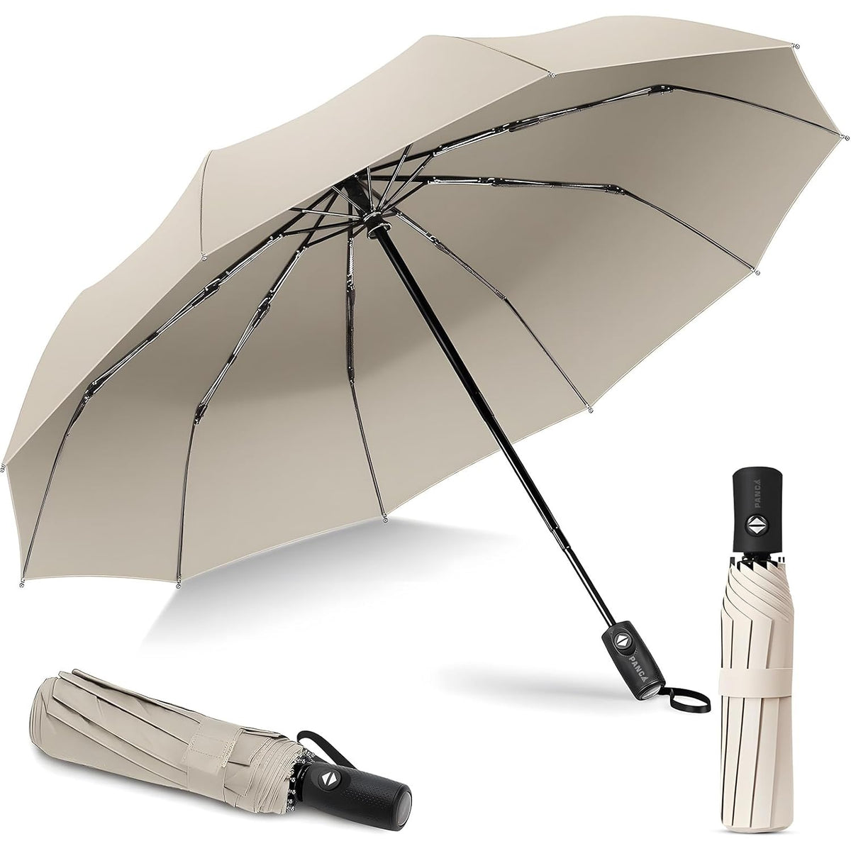 PANCA Windproof Automatic Open Close Travel Umbrella for Men &amp; Women | Compact 3 Fold Rain Umbrella with 8 Reinforced Ribs | Portable Folding Umbrella for Office, Travel &amp; Outdoor