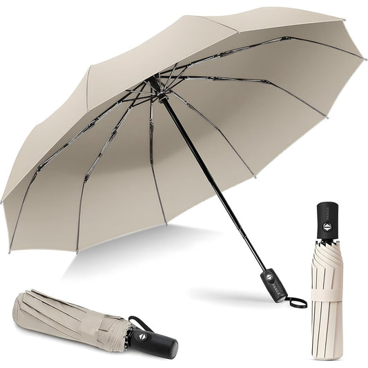 PANCA Windproof Automatic Open Close Travel Umbrella for Men &amp; Women | Compact 3 Fold Rain Umbrella with 8 Reinforced Ribs | Portable Folding Umbrella for Office, Travel &amp; Outdoor