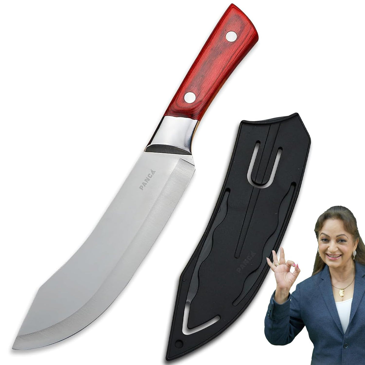 PANCA Heavy Duty Chef Knife with Cover,High Carbon Steel Butcher Cleaver,Kitchen Chef Knives Meat,Bone,Fish and Vegetables |Professional Kitchen Cleaver for Slicing &amp; Chopping (Brown, Set of 1)