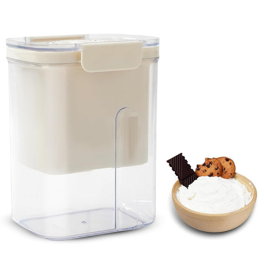 PANCA Curd Yogurt Maker, Greek Yoghurt Maker 1000ml, Hung Curd Maker with Quick Spring Action, Yogurt Filter Strainer Fresh, Hung Curd Strainer Box (Beige, 1000ml)