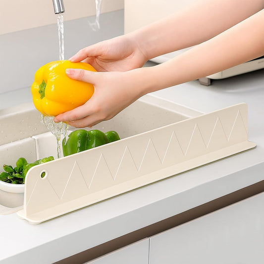 PANCA Sink Anti-Splash Baffle for Kitchen Countertop | Flexible Silicone Water Stopper with Suction Cup Base | Anti-Spill Splash Guard for Wash Basin &amp; Sink Edge | Easy-Fit (Grey, Pack of 1)