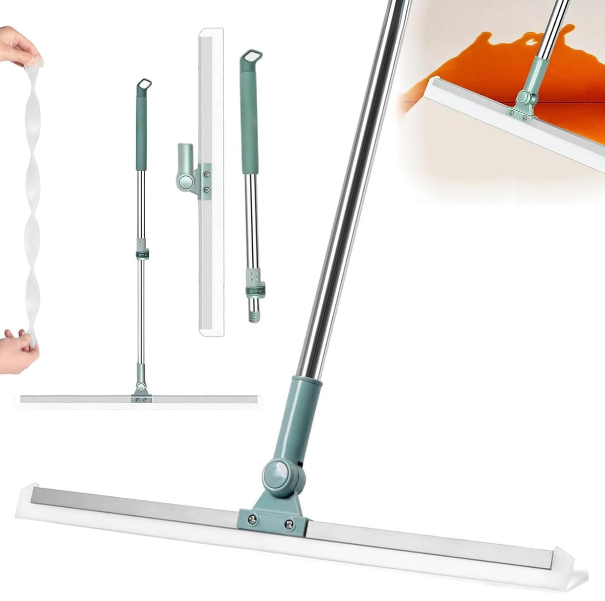 PANCA Multifunction Floor Cleaning Mop with Long Handle, Wet &amp; Dry Floor Wiper Mop, Microfiber Dust Cleaner for Bathroom Kitchen Tiles, Household Surface Cleaning Tool with Reusable Washable Head