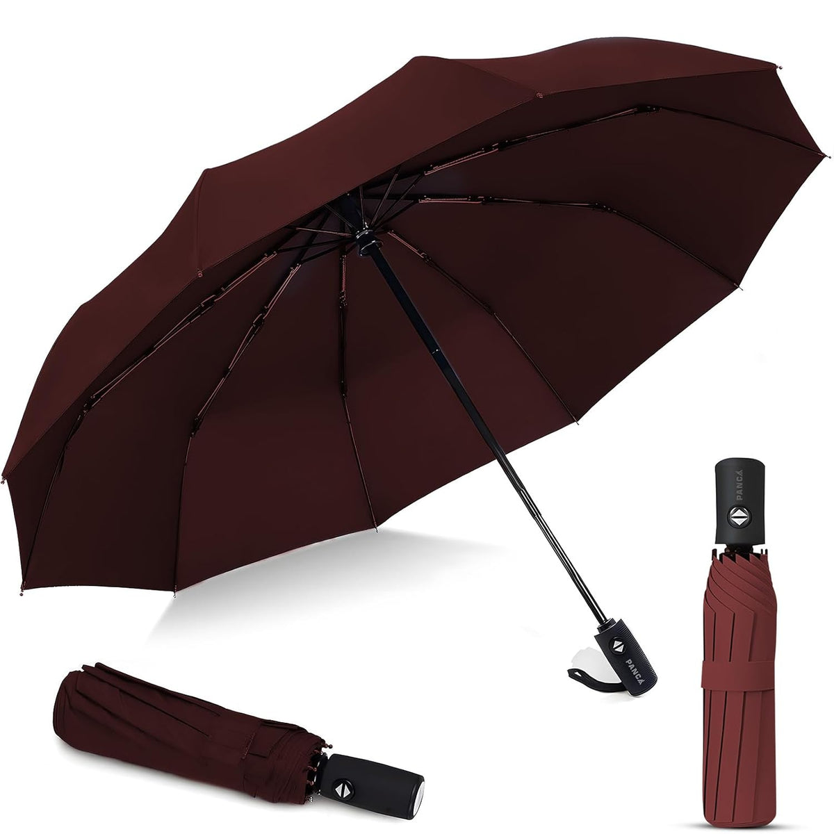 PANCA Windproof Automatic Open Close Travel Umbrella for Men &amp; Women | Compact 3 Fold Rain Umbrella with 8 Reinforced Ribs | Portable Folding Umbrella for Office, Travel &amp; Outdoor