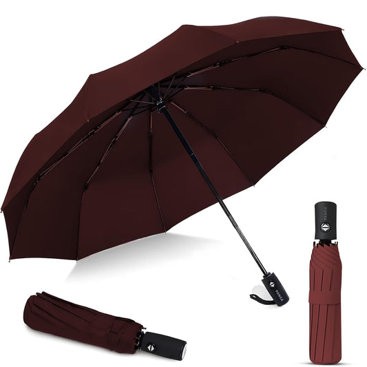 PANCA Windproof Automatic Open Close Travel Umbrella for Men &amp; Women | Compact 3 Fold Rain Umbrella with 8 Reinforced Ribs | Portable Folding Umbrella for Office, Travel &amp; Outdoor