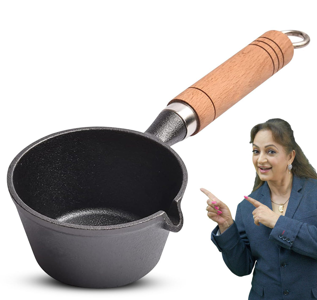 PANCA Cast Iron Tadka Pan | 4 Inch Pre-Seasoned Tempering Pan for Dal &amp; Spices | Gas &amp; Stove-Friendly, 450g Heavy Duty Vaghar/Chounk Pan | 100% Toxin-Free Naturally (Square)