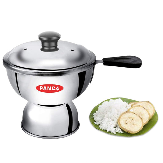 PANCA Chiratta Puttu Maker with Handle | Stainless Steel Puttu Kutti for Cooker Use | Traditional Chiratta Puttumakker with Steamer | Puttu Kudam Kolal Kozha Maker for Home Use – Silver