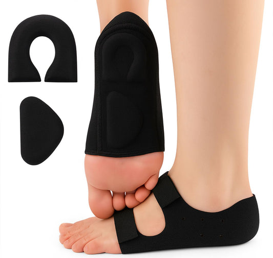 PANCA Silicone Gel Heel Protectors with Adjustable Strap | Heel Pain Relief Support for Plantar Fasciitis, Heel Spurs &amp; Cracked Heels | Soft Medical Grade Heel Cushion for Arch Support, Achilles Tendon &amp; Foot Protection (2 Pack, Black)