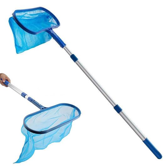 PANCA Swimming Pool Cleaning Net with Long Retractable Handle 44cm–105cm | Heavy Duty Deep Leaf Skimmer Net for Pools, Ponds, Aquariums &amp; Outdoor Water Cleaning