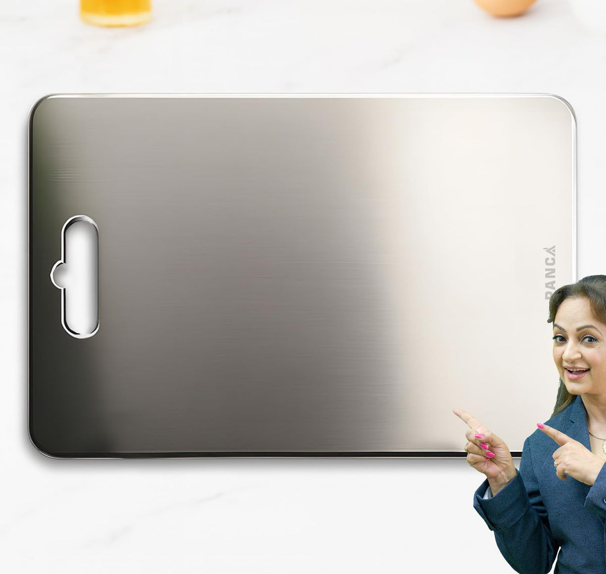 PANCA Stainless Steel Chopping Board 32x21 cm | Heavy-Duty Cutting Board for Kitchen | Vegetable, Fruit &amp; Meat Chopper Board (Medium - 32cm* 21cm)