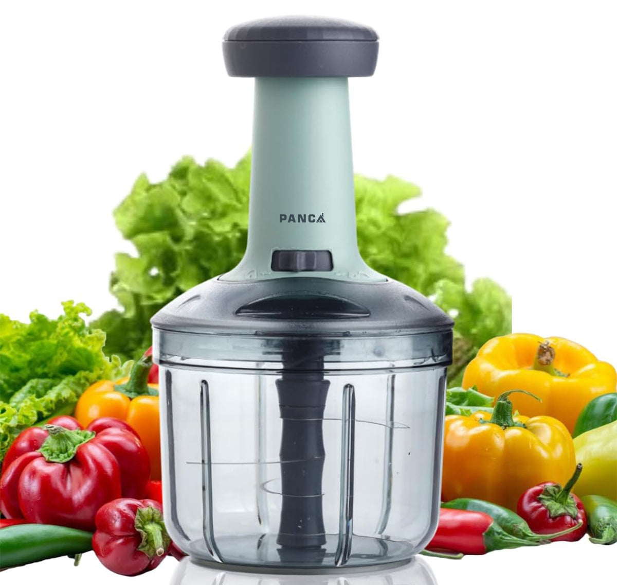 PANCA Vegetable Chopper for Kitchen, Kitchen Tools, Onion Cutter with 6 Blades for Effortless Chopping Vegetables &amp; Fruits (Set of 1, 900 ml, Round)