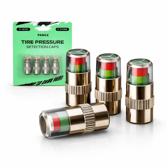 PANCA Car Tyre Pressure Indicator Valve Caps for Bikes &amp; Cars | Visual Air Pressure Alert (Green/Yellow/Red) | Leak-Proof TPMS Valve Cap Sensor Universal Fit Pack of 4