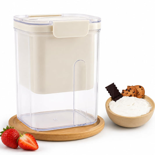 PANCA Hung Curd Strainer Box | Curd Maker and Greek Yogurt Maker - 1100ml Fine Mesh Strainer with Lid | Multifunctional Yoghurt Filter (Beige)