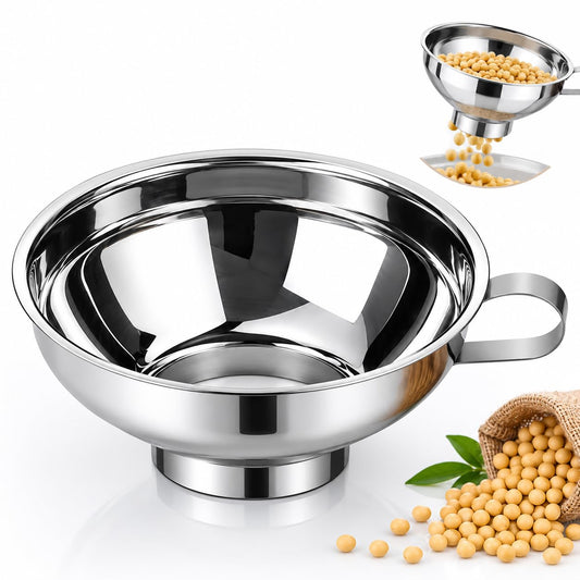 PANCA Stainless Steel Canning Funnel for Kitchen | Wide Mouth Funnel for Mason Jars, Oil Bottles, Liquids, Grains &amp; Spices | Steel Funnel with Handle for Easy Storage – Small Size (4.3 Inch)