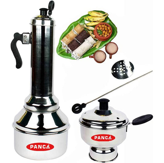 Panca Stainless Steel Puttu Maker Combo with Cooker, puttu kudam Steel, Puttu Vessel, Chiratta Puttu Kudam Pressure Cooker (Puttu and Chiratta Combo)