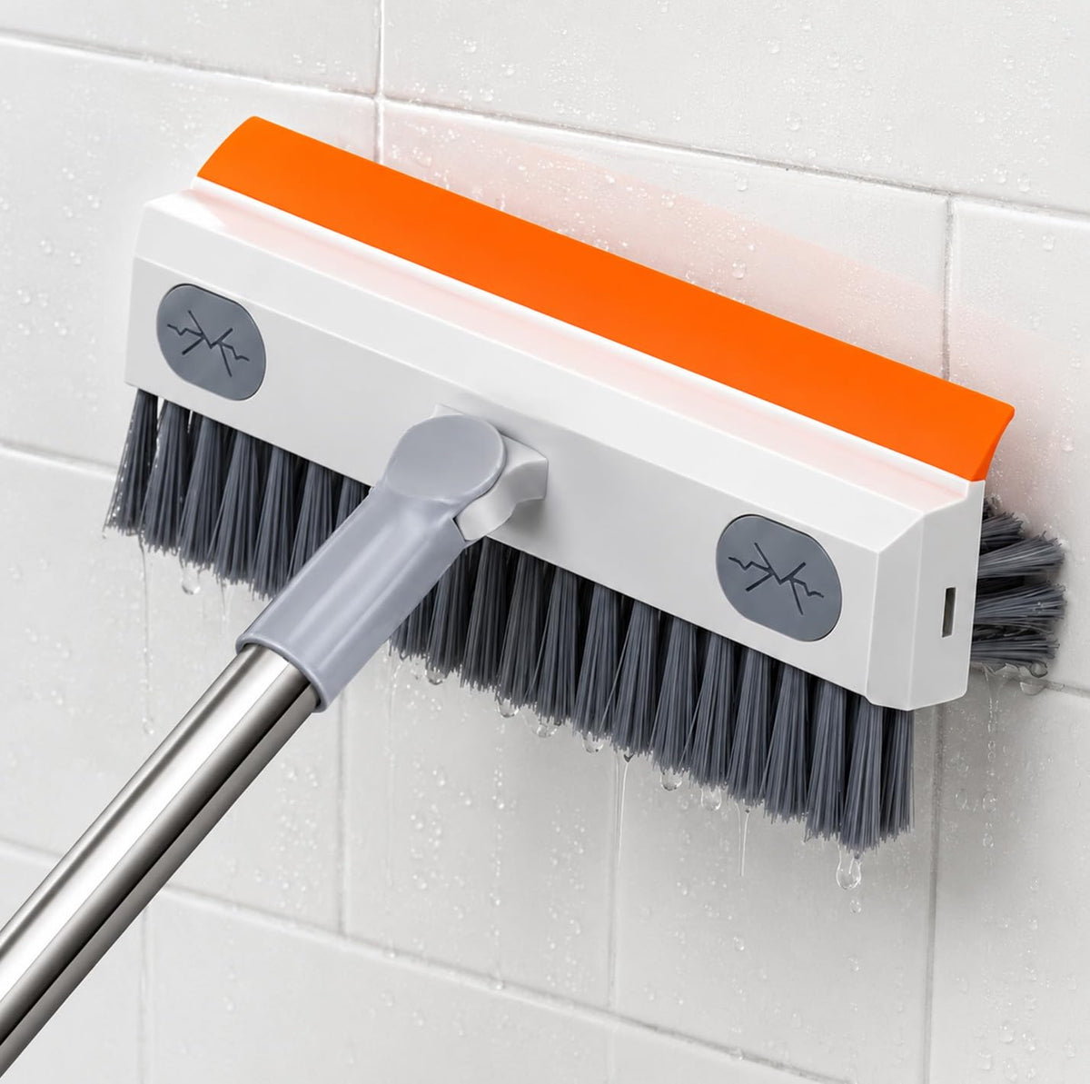 PANCA 3 in 1 Bathroom Cleaning Brush with Wiper &amp; Long Handle | 180° Rotating Floor Scrub Brush for Tile, Grout, Shower Glass, Wall, Toilet &amp; Kitchen Floor Cleaning | Extendable Heavy Duty Scrubber