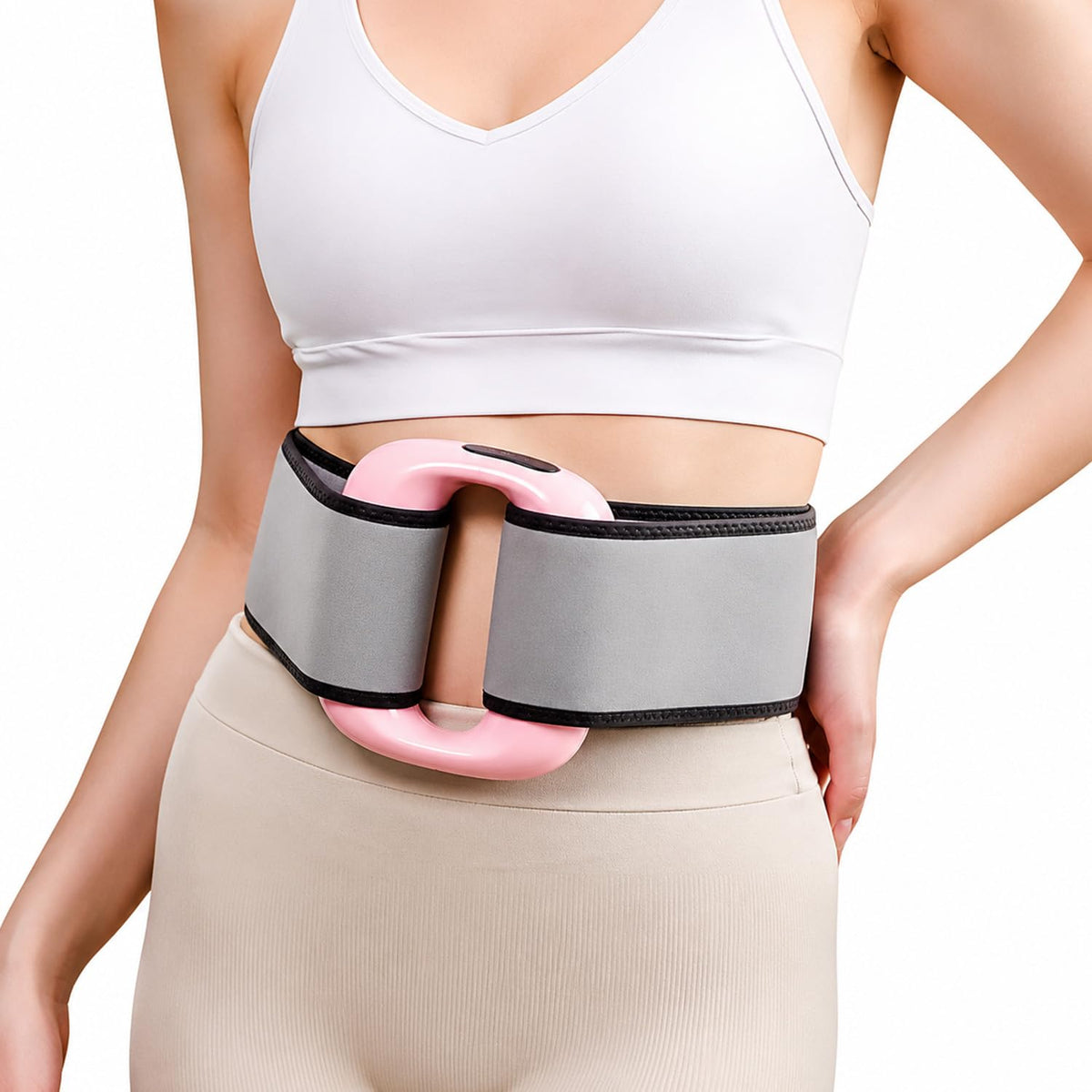 PANCA Electric Belly Fat Massager Belt with Heat &amp; Vibration | Abdominal Waist Slimming &amp; Muscle Relaxation Device | Portable Body Shaping Fascia Massager for Home Use (Pink)