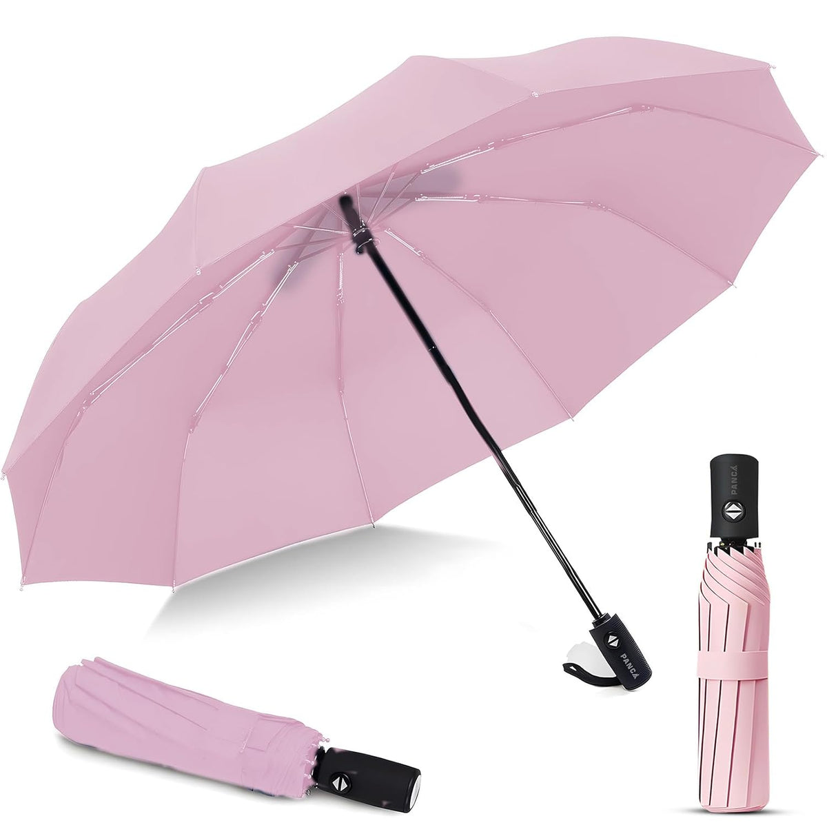 PANCA Windproof Automatic Open Close Travel Umbrella for Men &amp; Women | Compact 3 Fold Rain Umbrella with 8 Reinforced Ribs | Portable Folding Umbrella for Office, Travel &amp; Outdoor