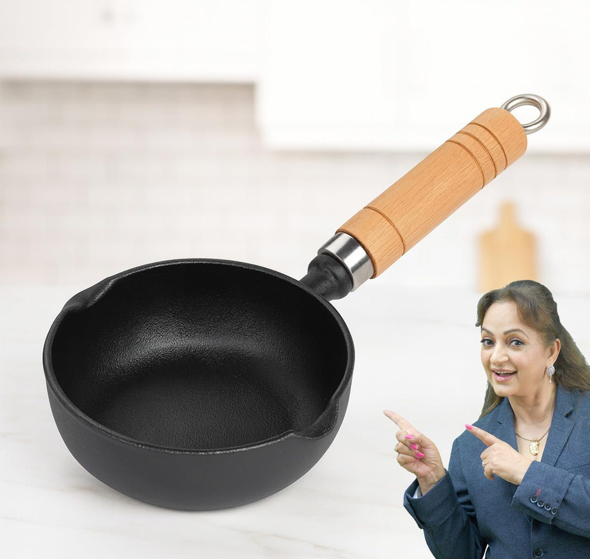 PANCA Cast Iron Tadka Pan | 4 Inch Pre-Seasoned Tempering Pan for Dal &amp; Spices | Gas &amp; Stove-Friendly, 450g Heavy Duty Vaghar/Chounk Pan | 100% Toxin-Free Naturally (Round)