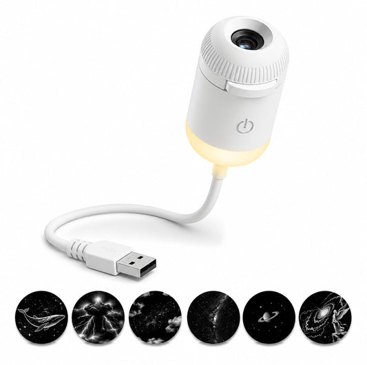 PANCA 2-in-1 Galaxy Projector Night Light, USB Starry Sky Mini LED Projector for Bedroom, Ceiling &amp; Wall Projection Lamp with 360° Rotation, 6 Projection Slides, Decor Gift for Kids &amp; Adults