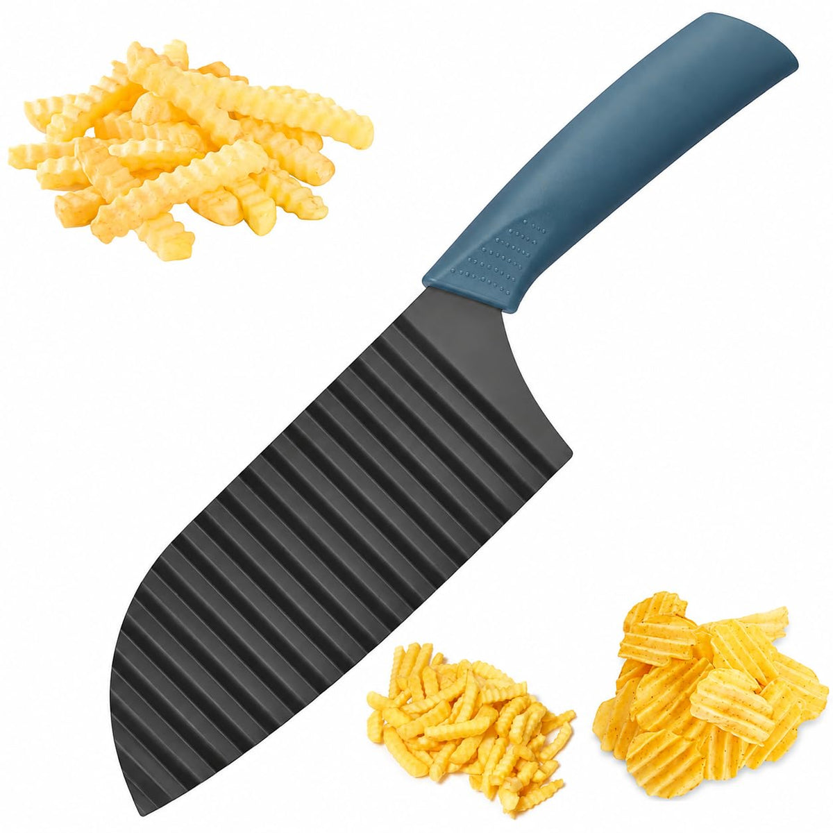 PANCA Crinkle Cutter Knife for Potatoes &amp; Vegetables | Stainless Steel Wavy Blade with Ergonomic Handle | Wave Slicer for French Fries, Carrot, Cucumber, Fruits, Salad &amp; Garnishing