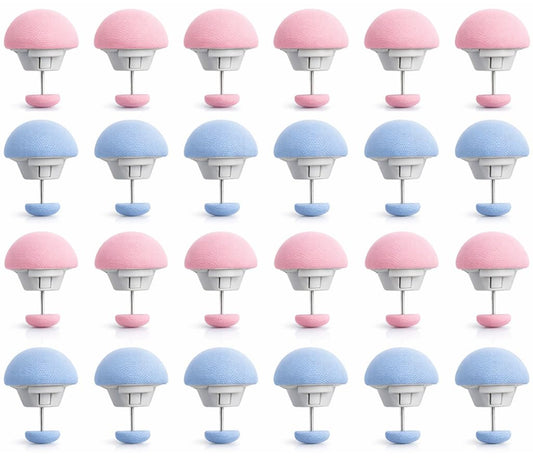 PANCA Bed Sheet Clips Mushroom Duvet Cover Pins | Non-Slip Quilt &amp; Blanket Holder Fixator with One-Key Unlock | Anti-Movement Comforter Clamp (12, Pink and Blue)