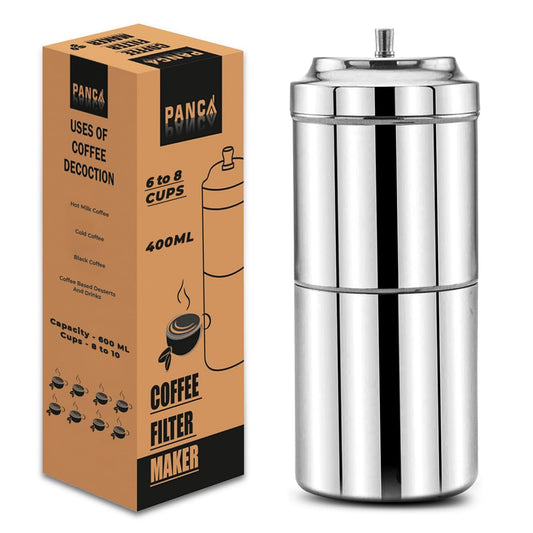 PANCA South Indian Filter Coffee Maker | Traditional Drip Coffee Decoction Maker for Hot &amp; Cold Coffee (400ML Steel)