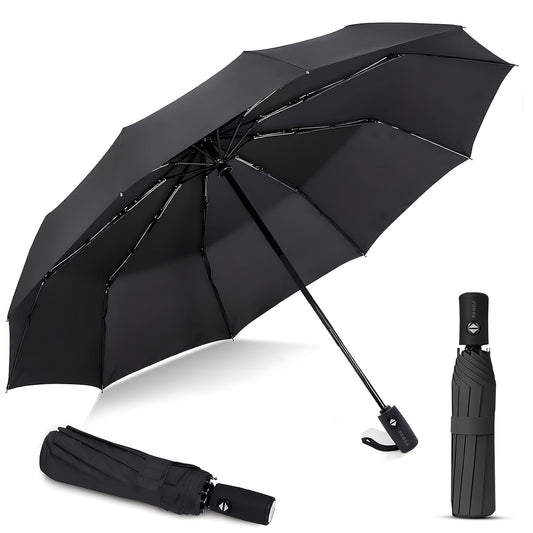 PANCA Windproof Automatic Open Close Travel Umbrella for Men &amp; Women | Compact 3 Fold Rain Umbrella with 8 Reinforced Ribs | Portable Folding Umbrella for Office, Travel &amp; Outdoor