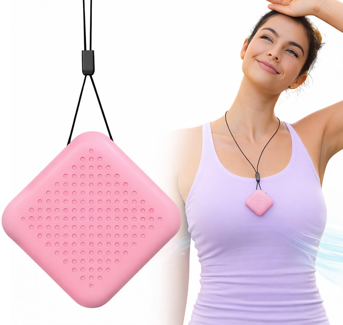 Wearable Personal Air Purifier Necklace | 120H Battery | Filterless Ionic Air Cleaner | Portable Travel Air Purifier for Office, Car &amp; Home | Lightweight Compact Design (Pink)