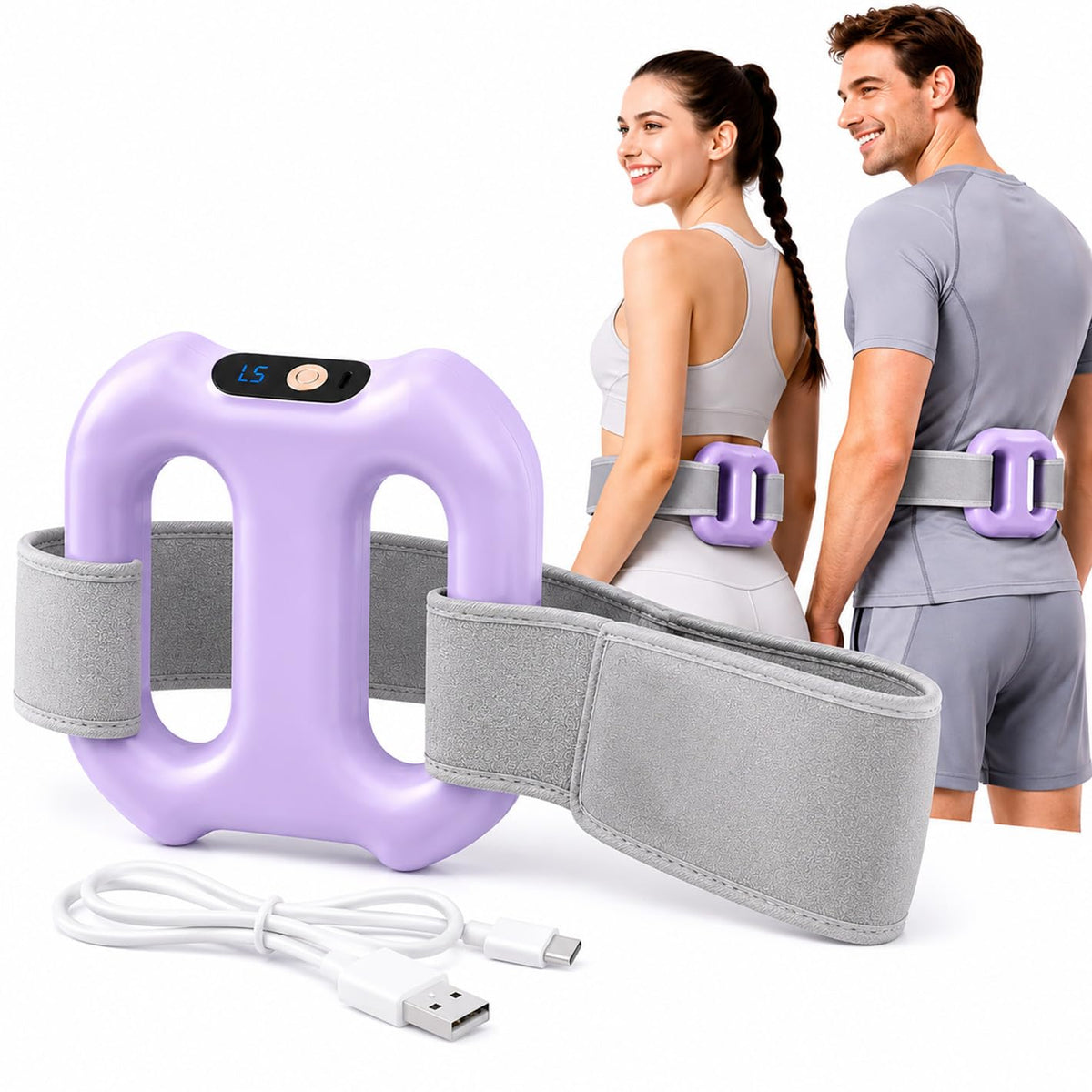 PANCA Percussion Muscle Ring Massager with Adjustable Belt, Portable Electric Full Body Massager for Waist, Back, Legs &amp; Shoulder Relaxation, Vibration Fascial Massage Tool with Auto Off