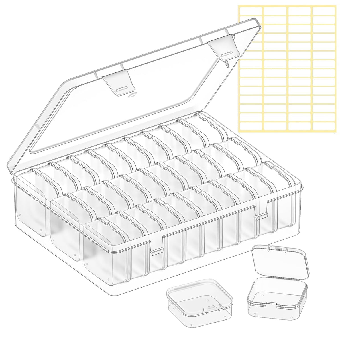 PANCA Transparent Jewellery Organizer Storage Box with 30 Mini Containers &amp; Removable Compartments | Multipurpose Plastic Storage Case for Earrings, Beads, Rings, Crafts &amp; Small Accessories