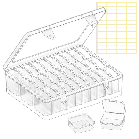PANCA Transparent Jewellery Organizer Storage Box with 30 Mini Containers &amp; Removable Compartments | Multipurpose Plastic Storage Case for Earrings, Beads, Rings, Crafts &amp; Small Accessories