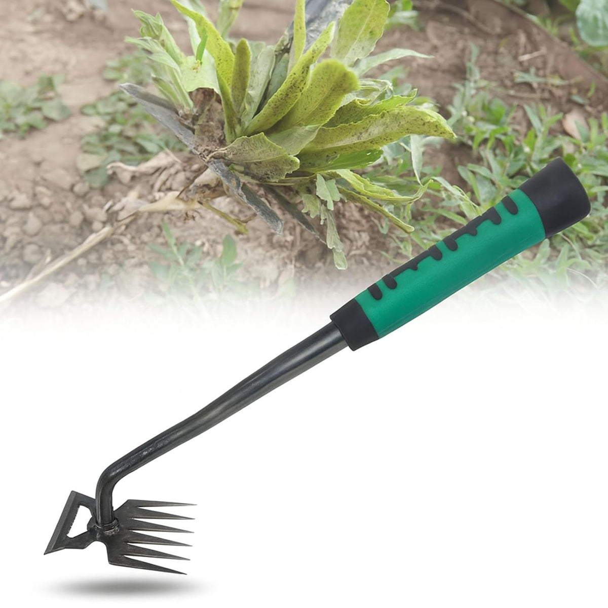PANCA 6-Claw Weeder Hand Tool for Gardening | 40cm Heavy-Duty Steel Weed Puller with Rubber Grip Handle | Manual Lawn Weeding Tool for Garden, Farm &amp; Plant Pots | Soil Digger &amp; Grass Remover