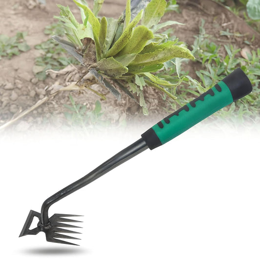 PANCA 6-Claw Weeder Hand Tool for Gardening | 40cm Heavy-Duty Steel Weed Puller with Rubber Grip Handle | Manual Lawn Weeding Tool for Garden, Farm &amp; Plant Pots | Soil Digger &amp; Grass Remover