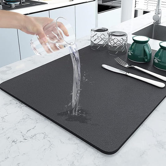 PANCA Dish Drying Kitchen Mat | Large Water Absorbent Utensil Drying Rack Mat | Anti-Slip Kitchen Accessories for Home | Organiser Mat for Sink, Dining Table &amp; Vessel Draining (40x 60 cm)