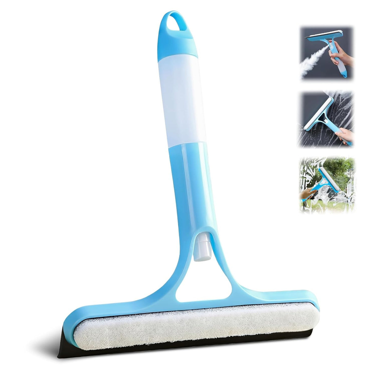 PANCA 3-in-1 Window Cleaning Wiper Spray Squeegee with Built-in Scrubber, Multipurpose Glass Cleaner Wiper for Window Mirror Kitchen Platform Bathroom Tiles Car Windshield Cleaning Tool