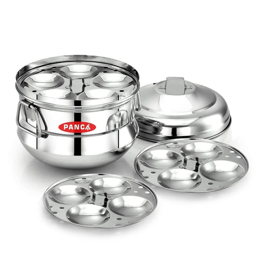 PANCA Stainless Steel Idli Maker 3 Plate 13 Idli Panai Premium Idli Cooker With Steel Handles Fresh Idli Steamer Kitchen Utensil Essentials