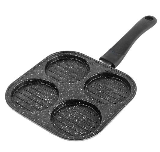 PANCA Non-Stick Grill Pan Mini Pan Uttapam Tawa Aluminum Multi Snack Maker 4 Cavity, Pancake Maker (Black, Pack of 1)