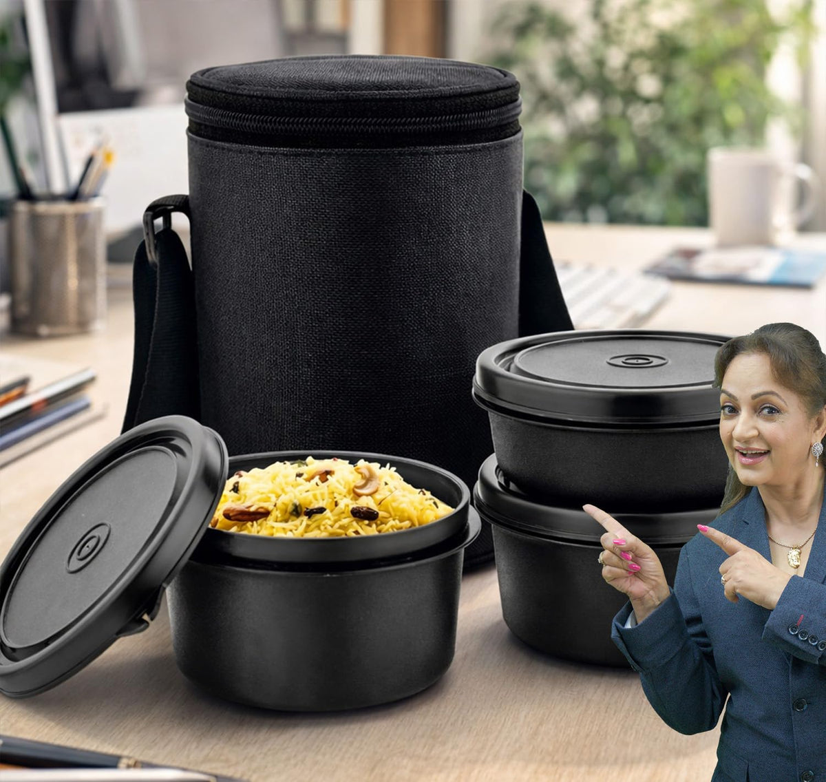 PANCA Lunch Box Set with Fabric Bag | Leak Proof Microwave Safe Containers with Detachable Lock Lids | BPA Free Tiffin for Office, School, Kids, Women &amp; Men