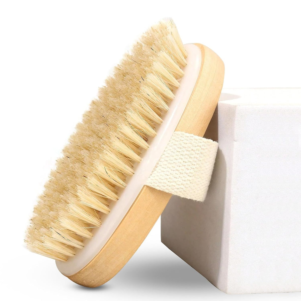 PANCA Oval Dry Brushing Body Brush for Lymphatic Drainage, Cellulite Reduction &amp; Skin Exfoliation | Wooden Handle Bath Brush with Natural Bristles for Dead Skin Removal | For Men &amp; Women (1 Unit)