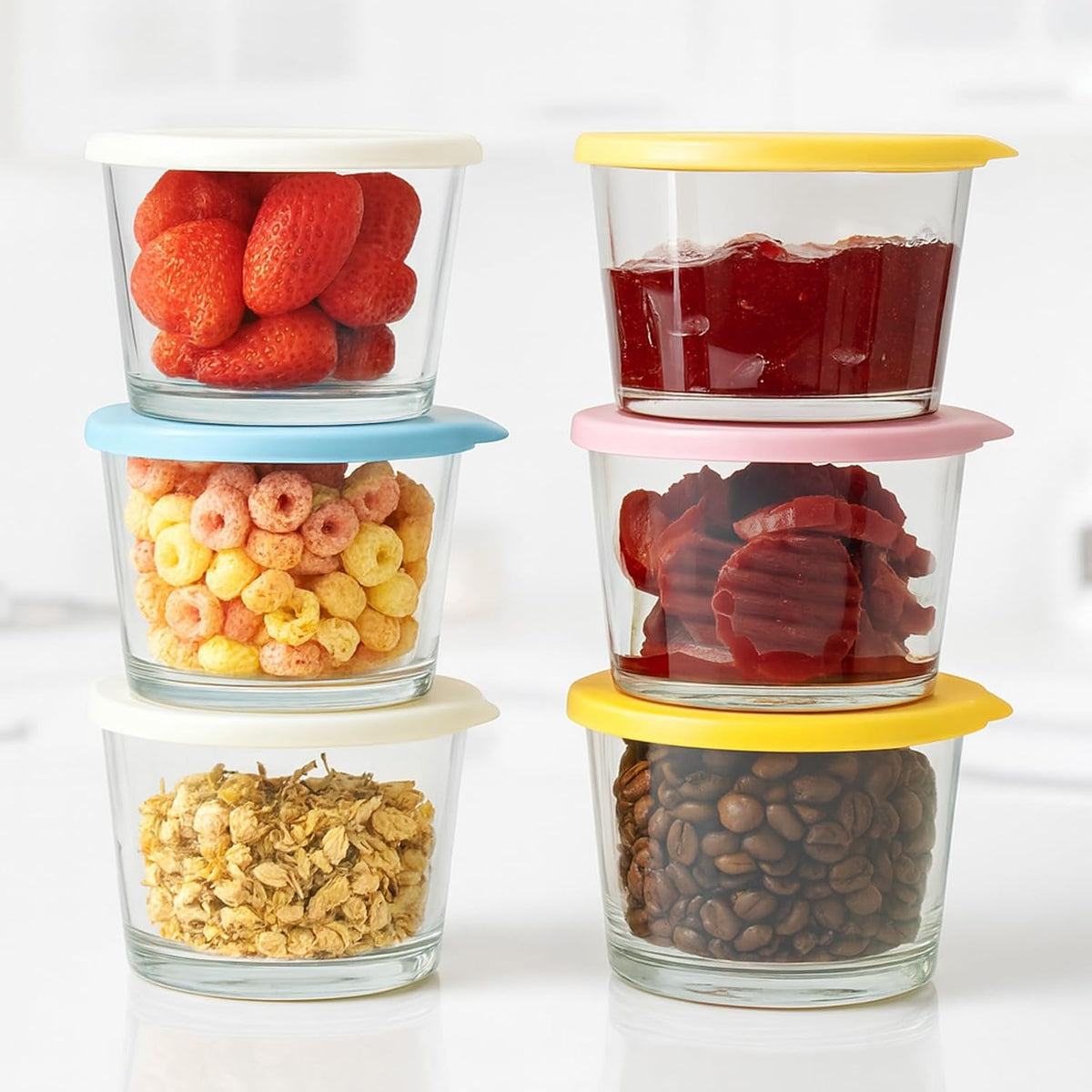 PANCA Fridge Storage Containers Leak Proof Glass Jars With Lid Kitchen Storage box glass containers for Kitchen Microwave Safe Bowl Set (4)